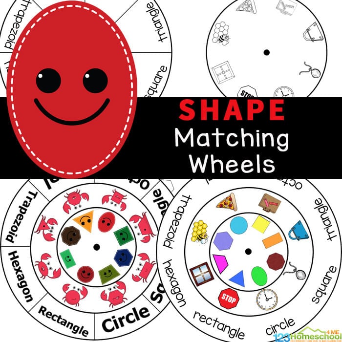 FREE Printable Matching Shapes Spinner Activities for Kids