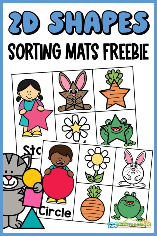 Make it fun for children to learn their shape names and identifying major 2d shapes with this fun, hands-on sorting shapes. Simply print the shapes printable and you are ready to play this shape sorting activity. This shape sorting game is fun for toddler, preschool, pre-k, and kindergarten age students.