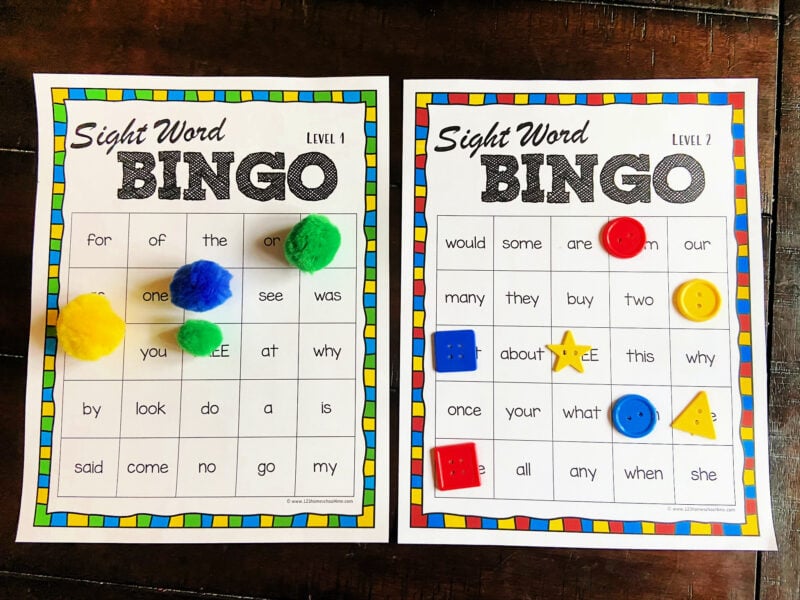 Sight word bingo printable