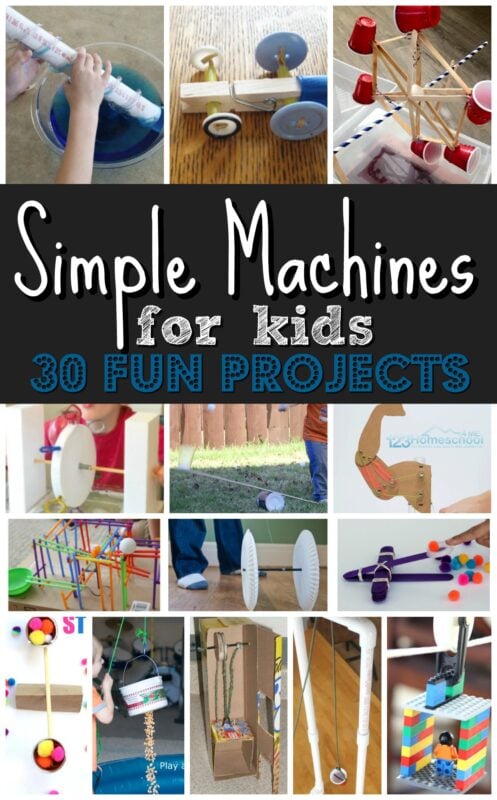 30 EPIC projects to explore simple machines for kids! These are such fun, hands on science projects for kids of all ages #simplemachines #scienceproject #scienceisfun
