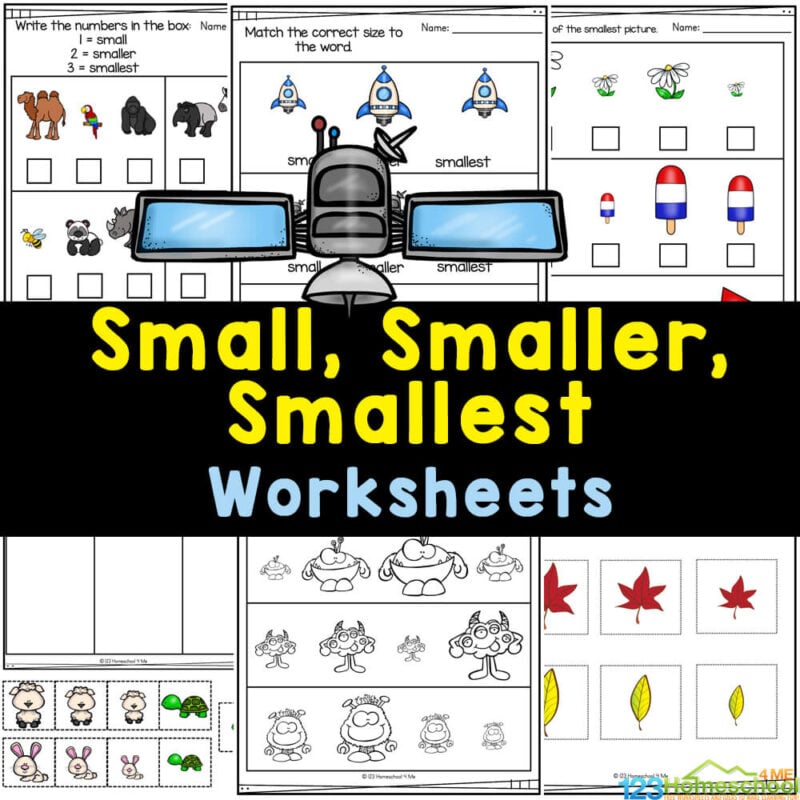 Work on size discrimination with this free printable small smaller smallest worksheets! Quick, no-prep big and small math worksheets!