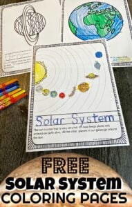 Learn about the solar system for kids with these super cute, free printable solar system coloring pages. Simply print pdf file and print the solar system colouring pages to help teach toddler, preschool, pre-k, kindergarten, first grade, 2nd grade, 3rd grade, 4th grade, 5th grade, and 6th grade students about the planets in our solar system! There are over 15 different pages in this solar system coloring page pack to learn about Sun, Mercury, Venus, Earth, the Moon, Mars, Jupiter, Saturn, Uranus, Neptune, Asteroid Belt, Pluto, and the Milky Way Galaxy.