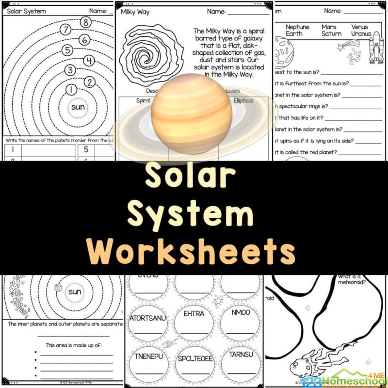 Handy Solar System Worksheets with answer key to learn about the sun, planets, asteroids, and space. Grab FREE pdf with astronomy for kids. 