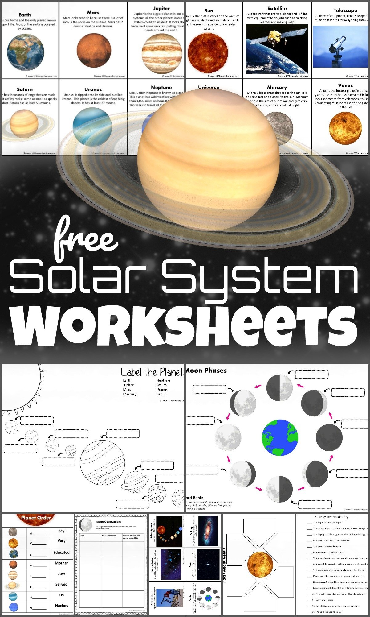 FREE Printable Solar System Worksheets for kids