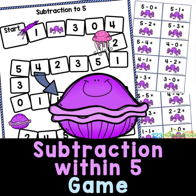 FREE Under the Sea Subtraction Within 5 Math Games