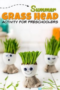 If you are looking for a fun unique activity using eggs, you will love this silly egg head craft. This egg shell diy chia pet is cute, simple and silly spring activities for kids. This egg shell craft is fun for toddler, prsechool, pre-k, kindergarten, first grade, and 2nd graders too!
