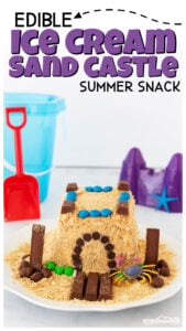 Kids will love eating this summer snack that looks like a sandcastle, but tastes like a yummy ice cream novelty. This sandcastle activity for kids is a quick and easy summer snack for kids! You will used a clean sandcastle mold, ice cream, vanilla wafers, and assorted candy to decorate. This is an EPIC beach activity your kids will be talking about for years to come. So add this fun idea to your bucket list to make (and eat) this summer activity for kids!