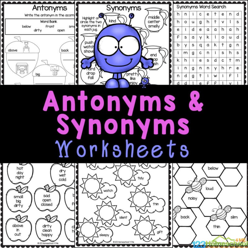 LOTS of fun, no-prep Antonyms and Synonyms Worksheets! This pdf is filled with exercises for K-3rd grade students.