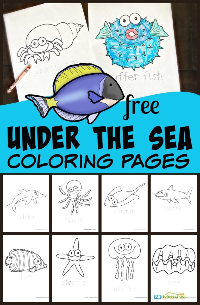 FREE Printable Under the Sea, Fish, & Ocean Animals Coloring Pages