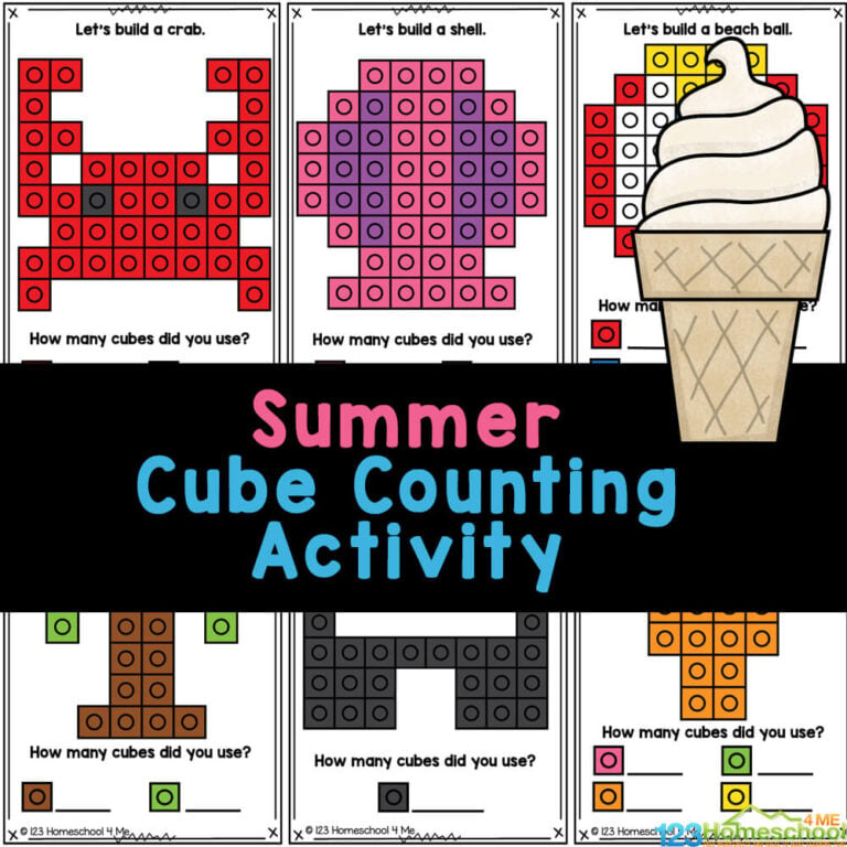 FREE Printable Summer Math Activity with Snap Cube Pattern Cards