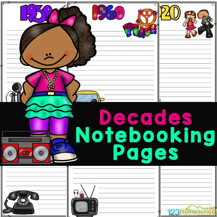 U.S. history worksheets are handy American history for kids by decade. 4 choices of Notebooking Pages in American History Worksheets!