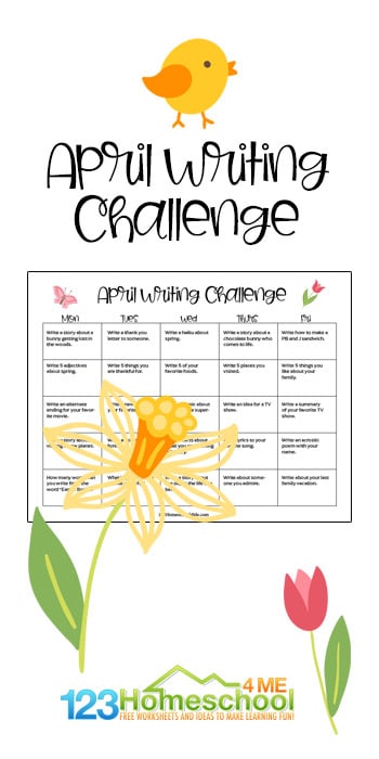 FREE Printable Writing Prompts Calendar for April