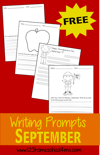 FREE Printable September Writing Prompts for Kids