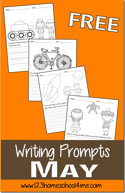 FREE Printable May Writing Prompt Worksheets K-4th