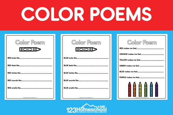 FREE Printable Color Poems Worksheets for Kids
