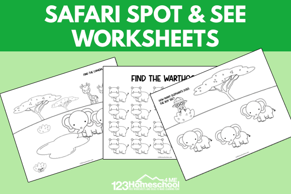 Kids love spot the difference activities! FREE printable safari worksheet pages are fun for children working on their skills of observation!