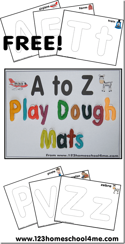 FREE Alphabet Playdough Mats -these free printables are great to help toddler, preschool, prek, and kindergarten age kids learn to make their letters in a fun, hands on way. These are great for summer learning, preschools, centers, and homeschooling