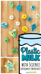 With 2 simple ingredients you have in your kitchen you can quickly and easily make your own plastic milk! Kids are going to be super impressed with this fun, hands-on Milk Plastic project! With this very simple science experimentfor kids, you can turn milk into plastic! This milk and vinegar experiment is perfect for preschool, pre-k, kindergarten, first grade, 2nd grade, 3rd grade, 4th grade, 5th grade, and 6th graders too .Simply print pdf file with milk and vinegar experiment worksheet and you are ready to start this fun science experiment with milk!
